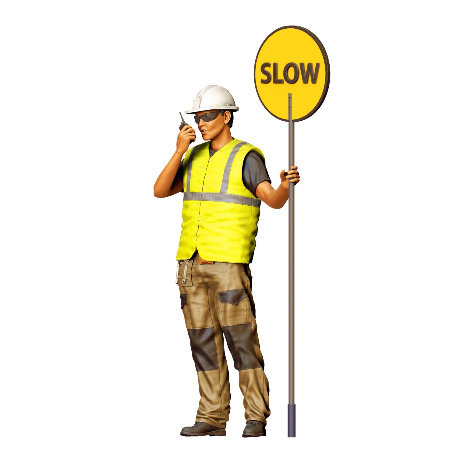 N2 traffic controller holding Slow Sign, 3DP MIniatures