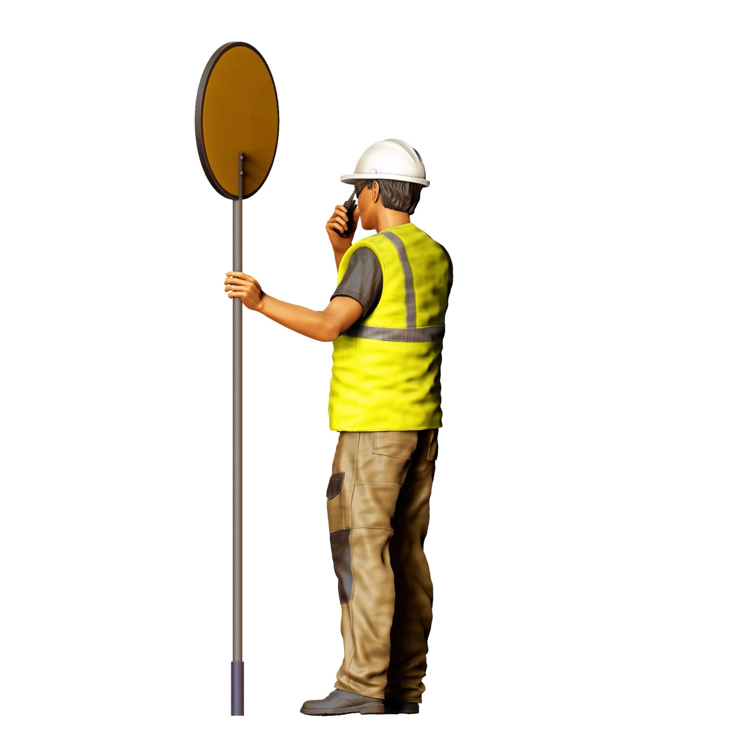 N2 traffic controller holding Slow Sign, 3DP MIniatures