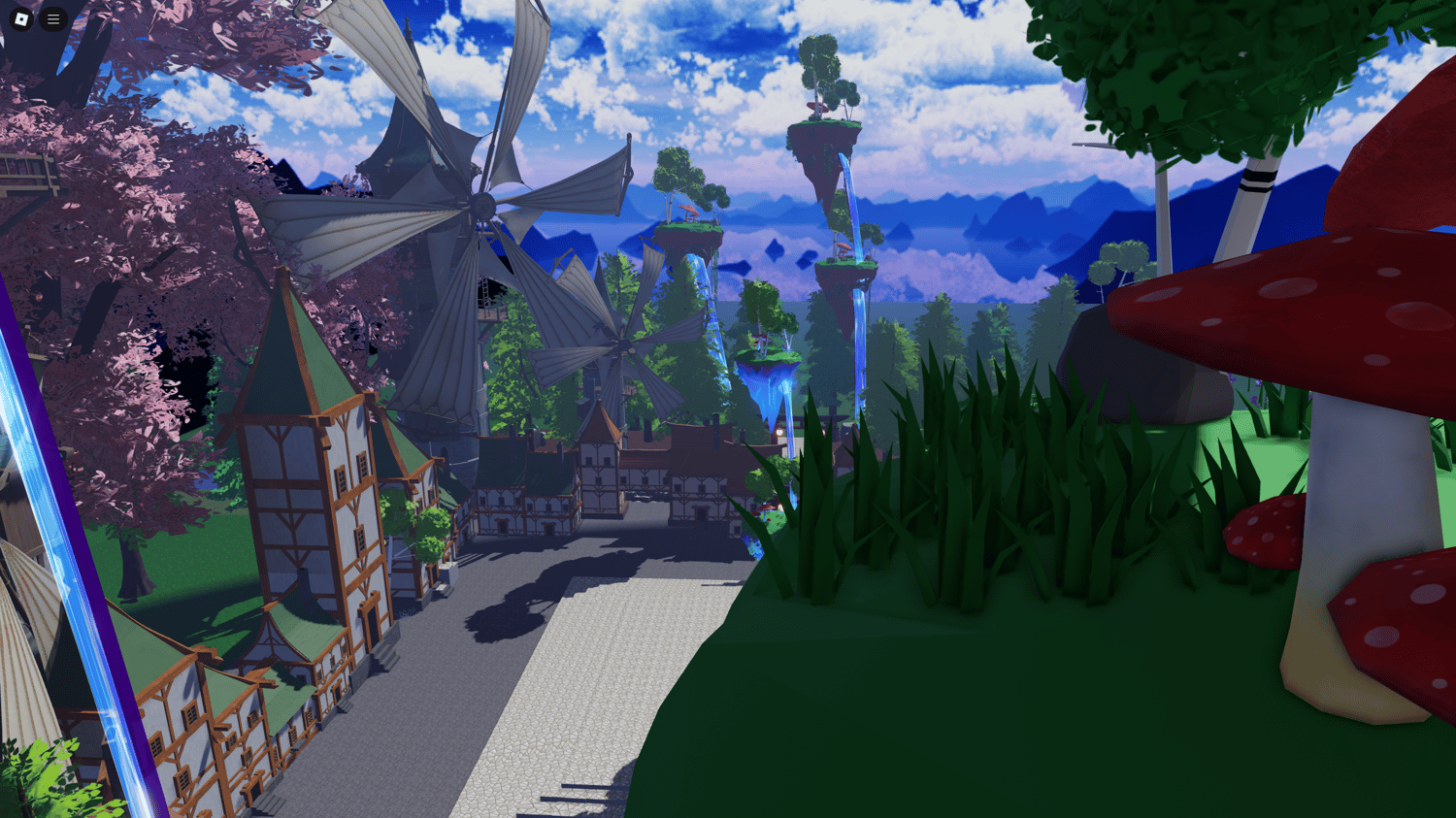 Peaceful river flowing through an anime-inspired game environment