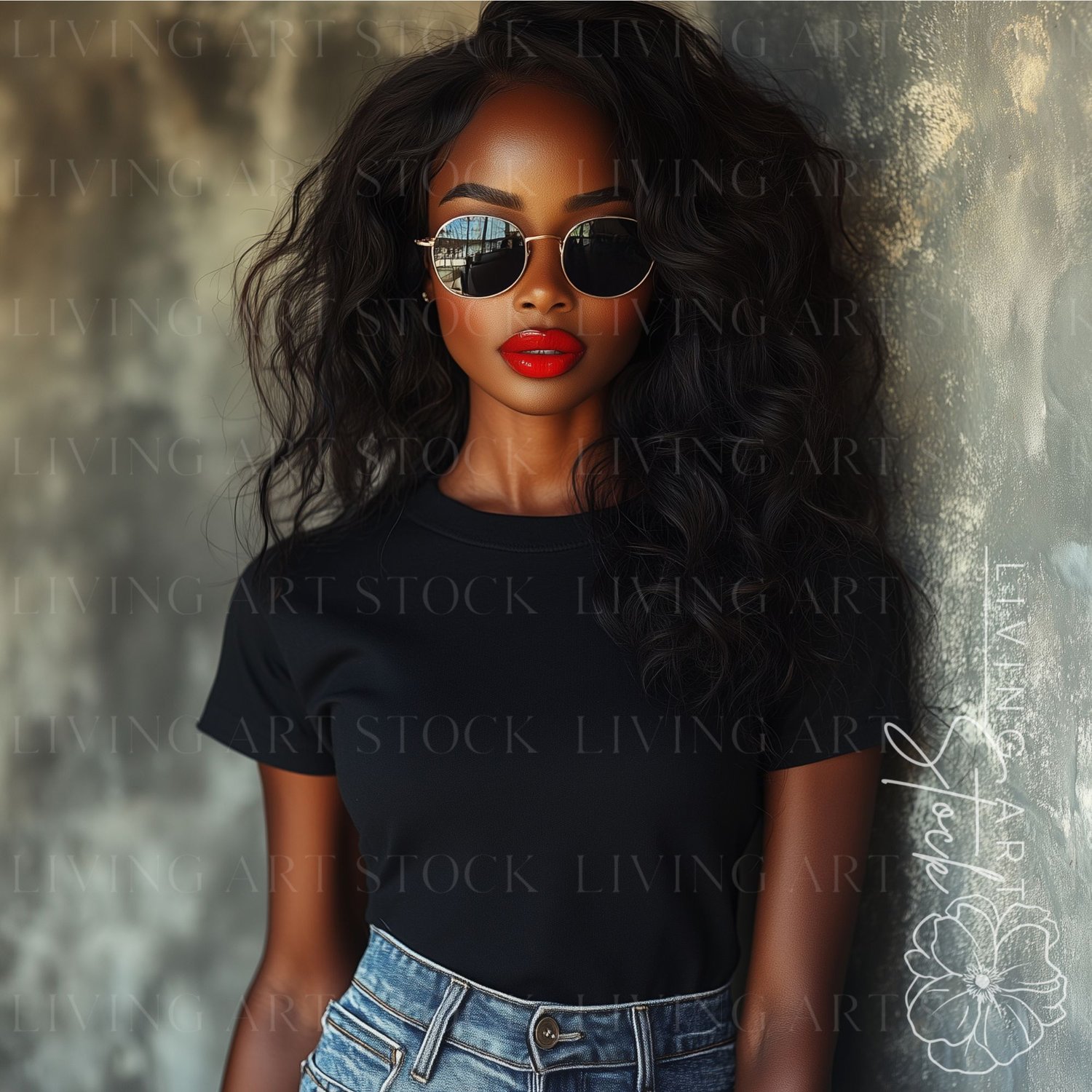 Pretty black woman wearing black tshirt, tshirt stock photos