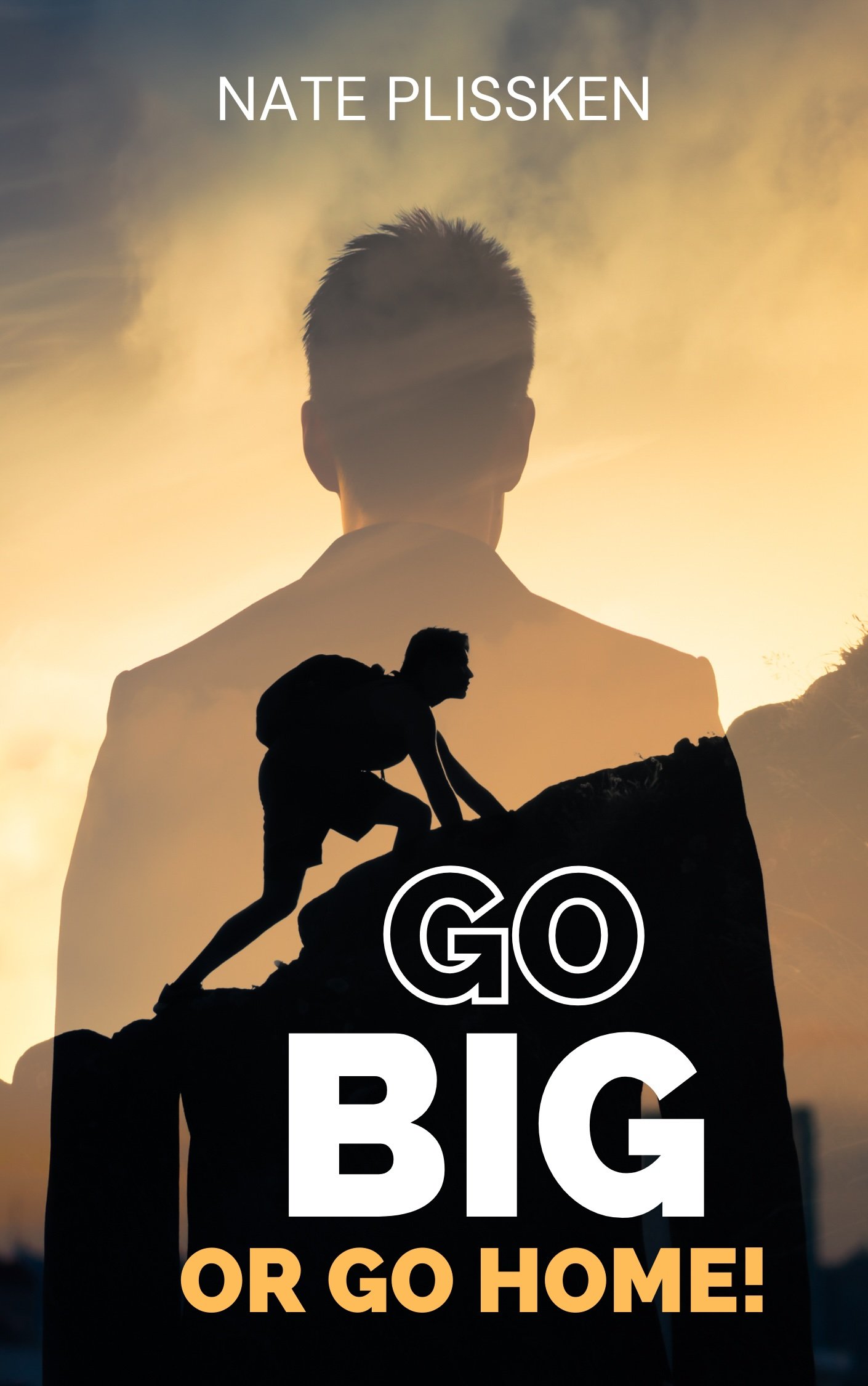 Go Big or Go Home by Nate Plissken.  Go Big or Go Home. Why not live life being the biggest and best version of yourself?  This book erupted out of my heart as the timing was right for me to go big or go home. If I had to explain what go big or go home means to me, it's: Be more than you were a few seconds ago and become the person you always dreamed you would be, or stop kidding yourself that you are following your dreams.  Substantial change is born out of pain but it doesn't have to stay there. The formula to success hasn't changed. Be plus do—equals have. Be more so you can do more, so you have more.  The personal change in my life inspired me to write this book. But even inspiration has limits. It was going to take more than inspiration to write this book. I wanted to give the readers of this book an immense value. After all, the title of the book is Go Big or Go Home. How could I publish a book titled that unless it gives the reader massive value?  Inflating the word count was not an option. As I set out to write "Go Big or Go Home," I made a conscious decision to make this book no longer or shorter than it needs to be. Editing and removing all fluff. I've endeavoured to get to the point or go home.  This book is intended to inspire. It's for the person who thinks they are pursuing their goals but isn't anymore, and it's for the person who feels stuck. It's for the person who is moving in the right direction, but just needs a boost over that hill.