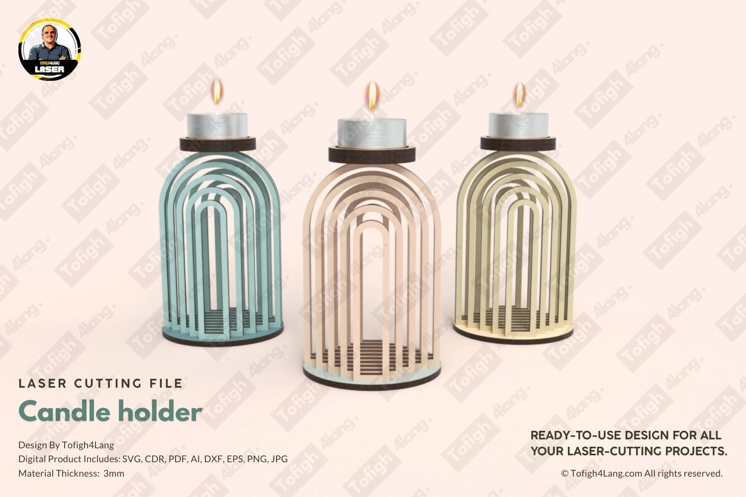 Modern Arch Tea Light Holder | Laser Cut File | SVG Candle Holder Wooden candle holder Acrylic candle holder