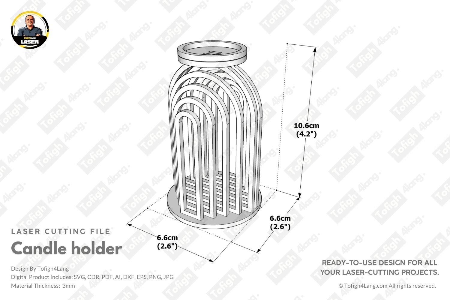 Modern Arch Tea Light Holder | Laser Cut File | SVG Candle Holder Wooden candle holder Acrylic candle holder
