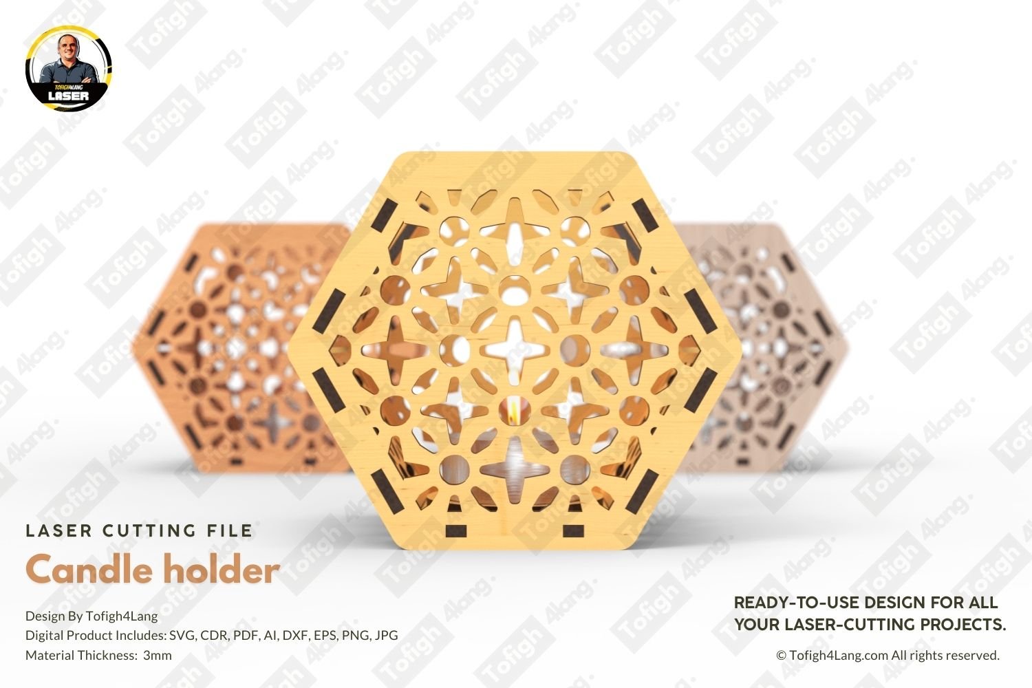 Hexagon Geometric Pattern Tea Light Box