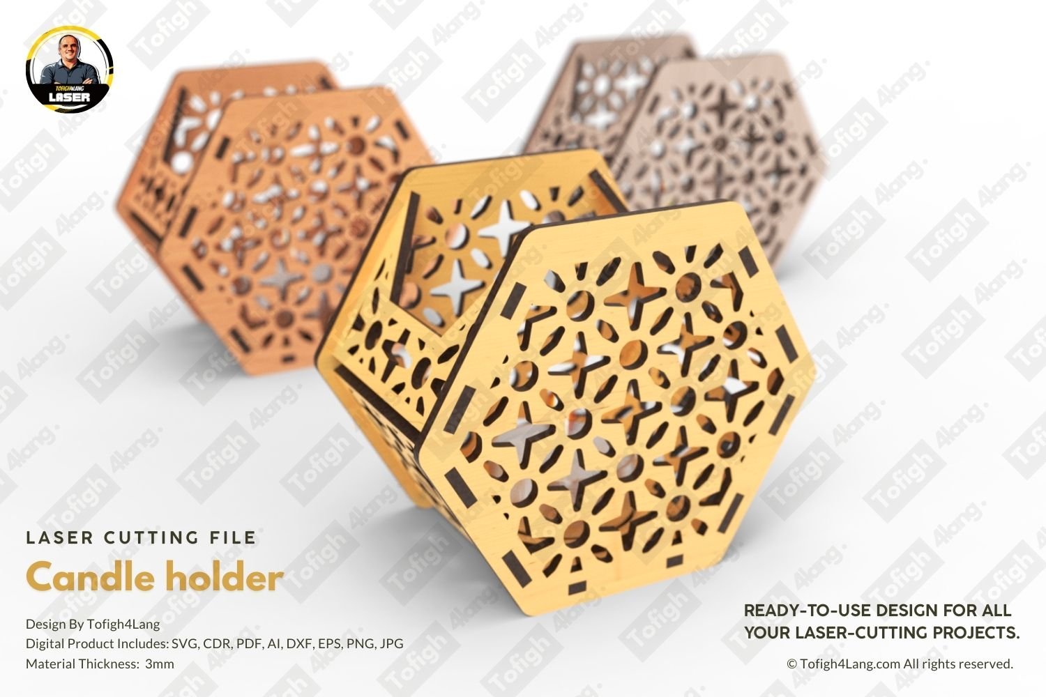 Hexagon Geometric Pattern Tea Light Box