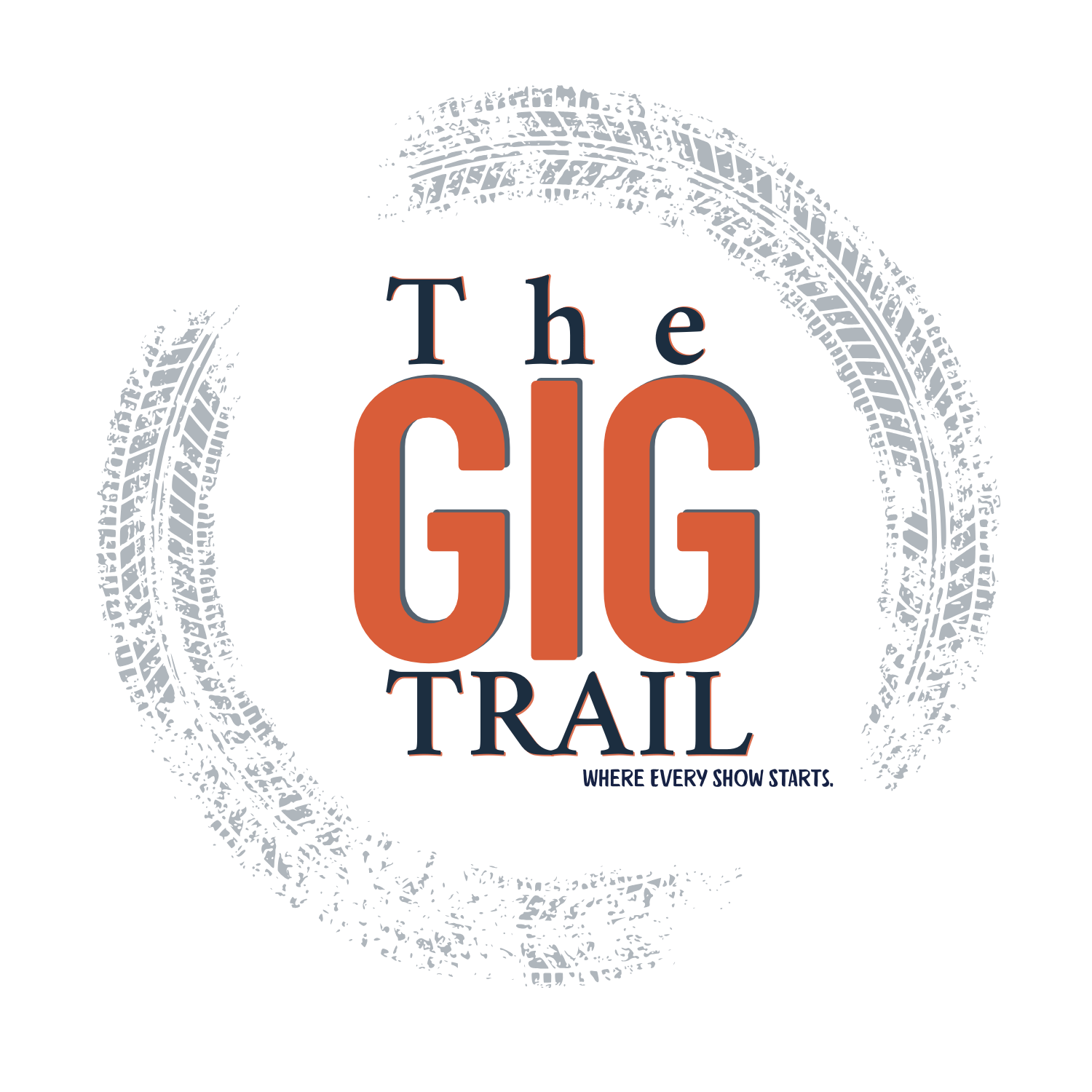 The Gig Trail logo featuring a vintage-inspired typeface with a warm, earthy color palette. The design reflects the spirit of independent music, travel, and life on the road—capturing the essence of a modern-day troubadour's journey through Australia and beyond.