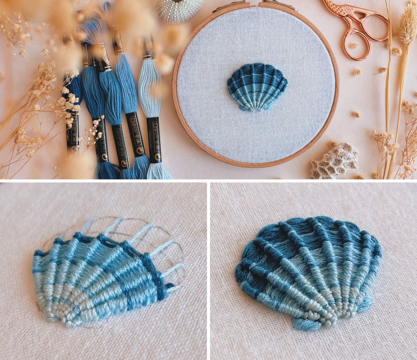 free seashell embroidery pattern
