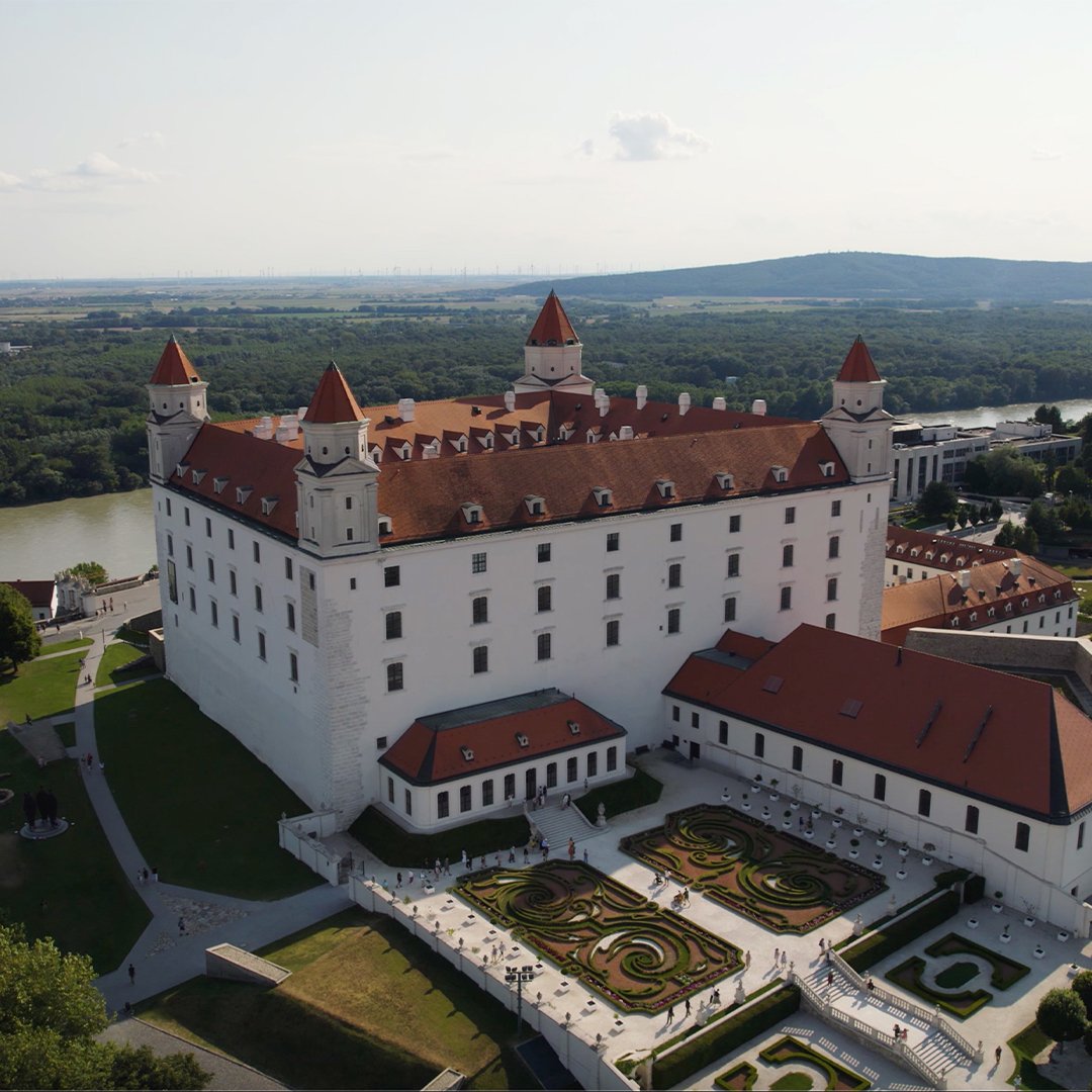 Slovakia Bratislava Aerial drone stock footage
