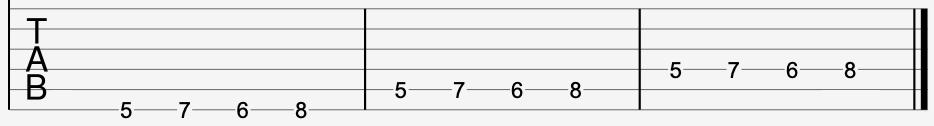 guitar finger exercise written in guitar tab.