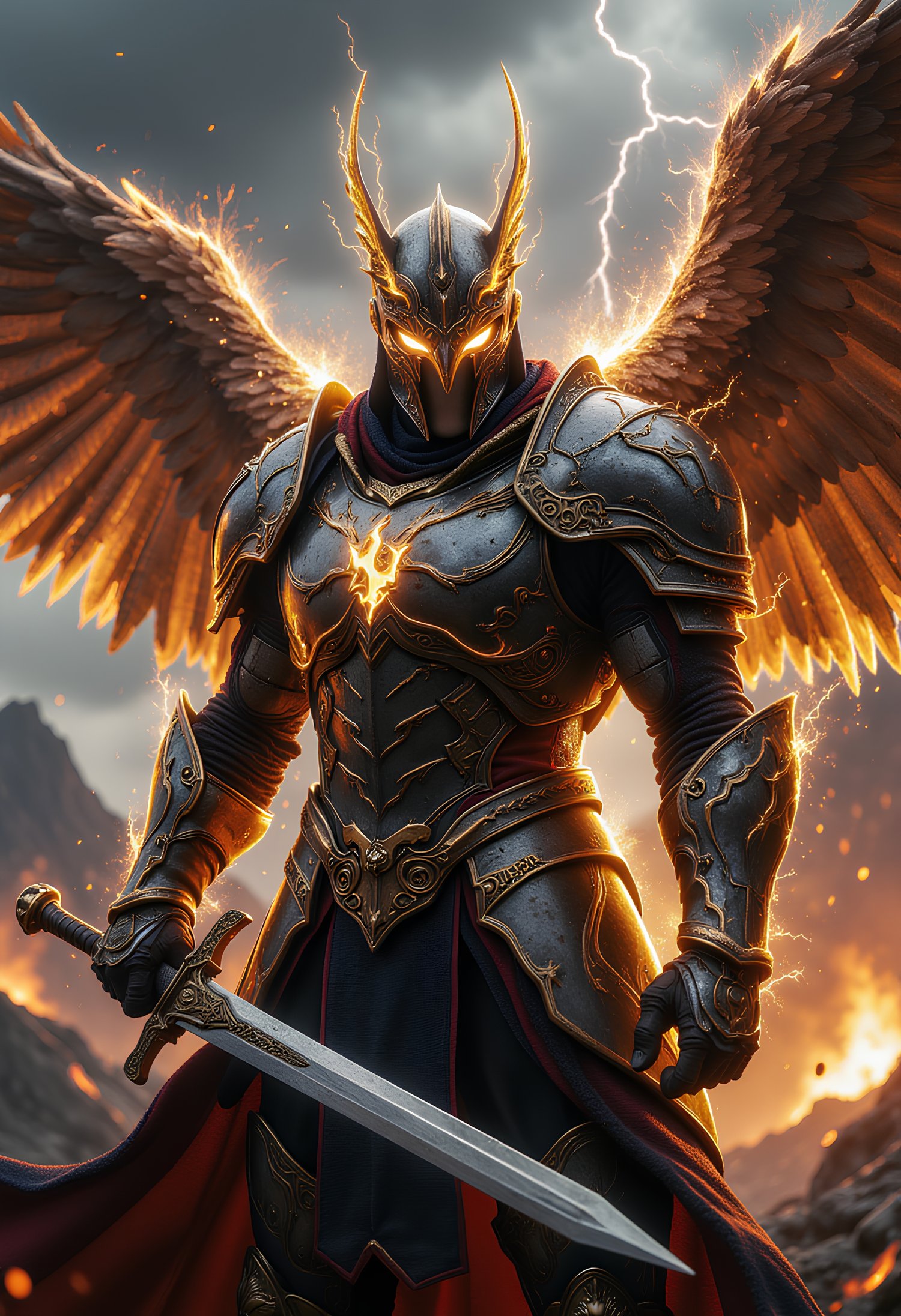 Male Ark Angel conjuring light energy