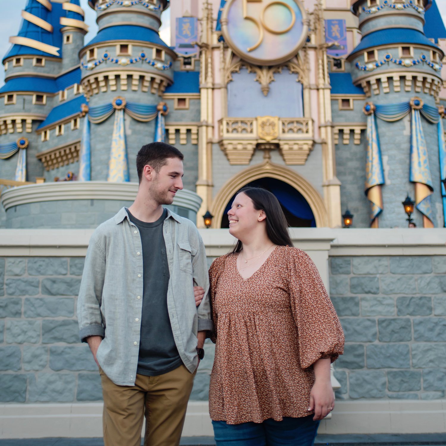 Disney Pin Trading couple in Magic Kingdom