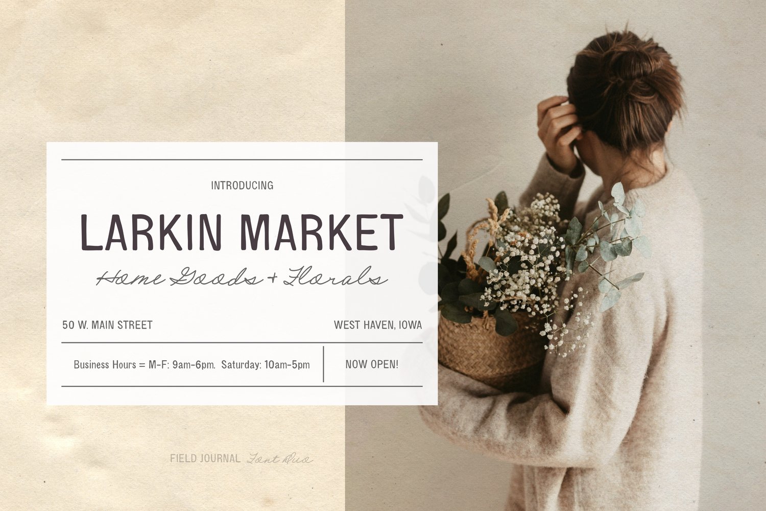 Field Journal Sans font is a multilingual vintage-inspired sans serif font with imperfect edges to add a rustic touch