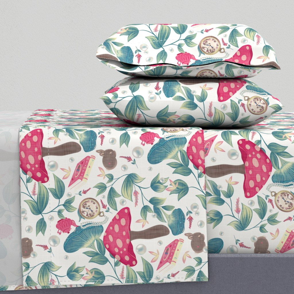White vintage Cottagecore aesthetic fabric wallpaper