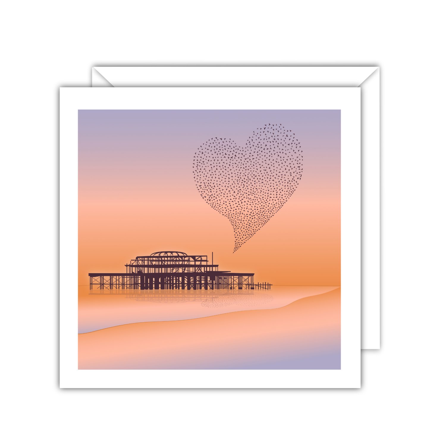 West Pier Hove Starling Murmuration Love Card.
