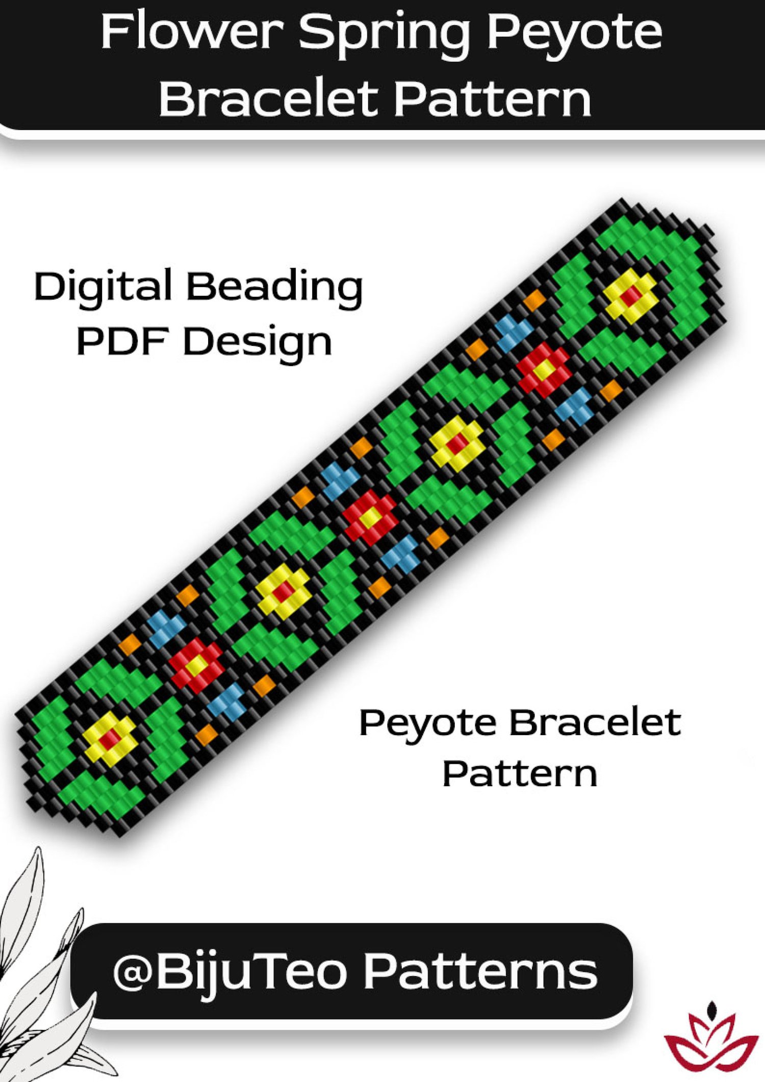Spring Flowers Peyote Bracelet Beading Pattern – Floral Design