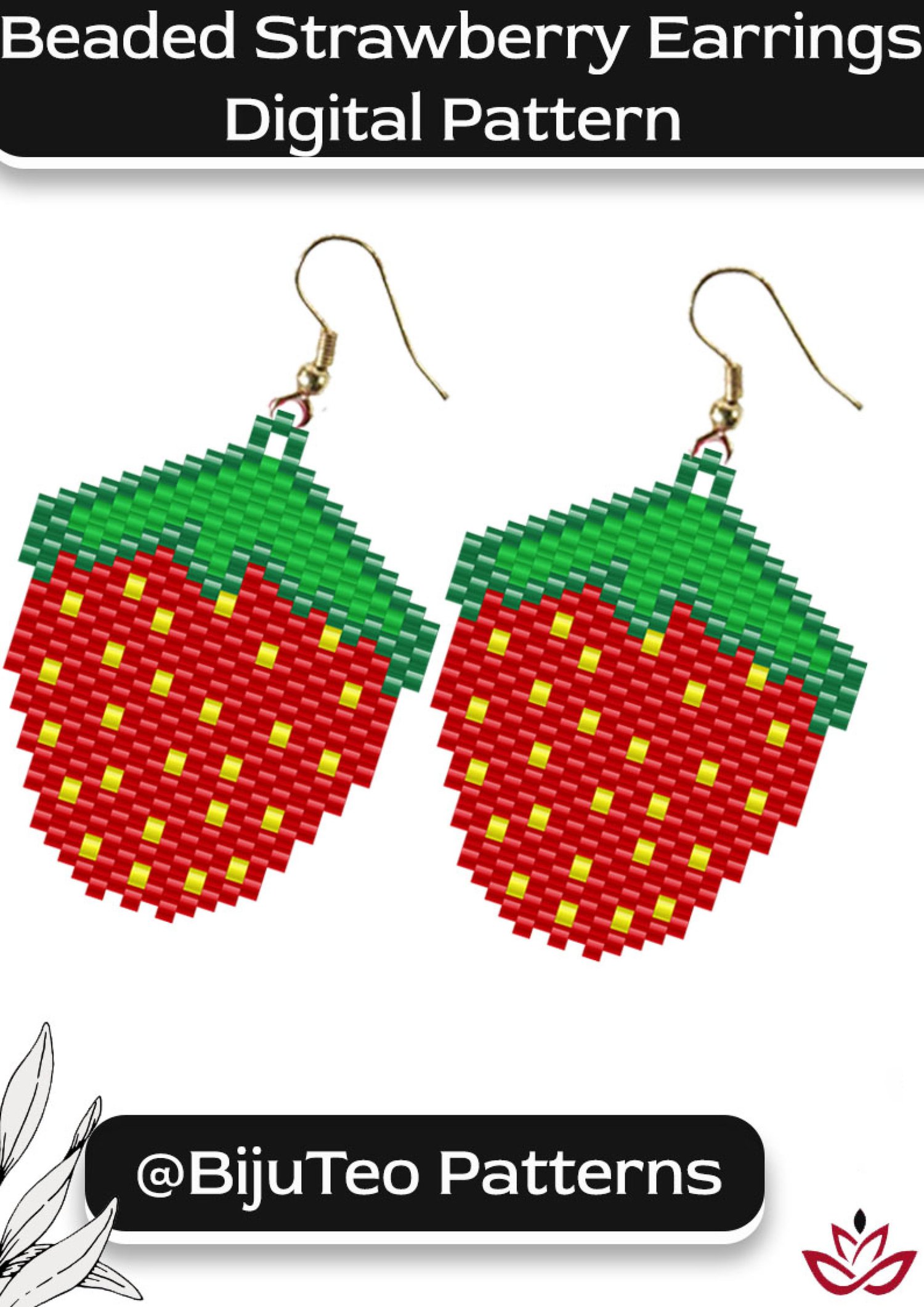 Strawberry Earrings PDF Pattern – Cute Beaded Jewelry Design