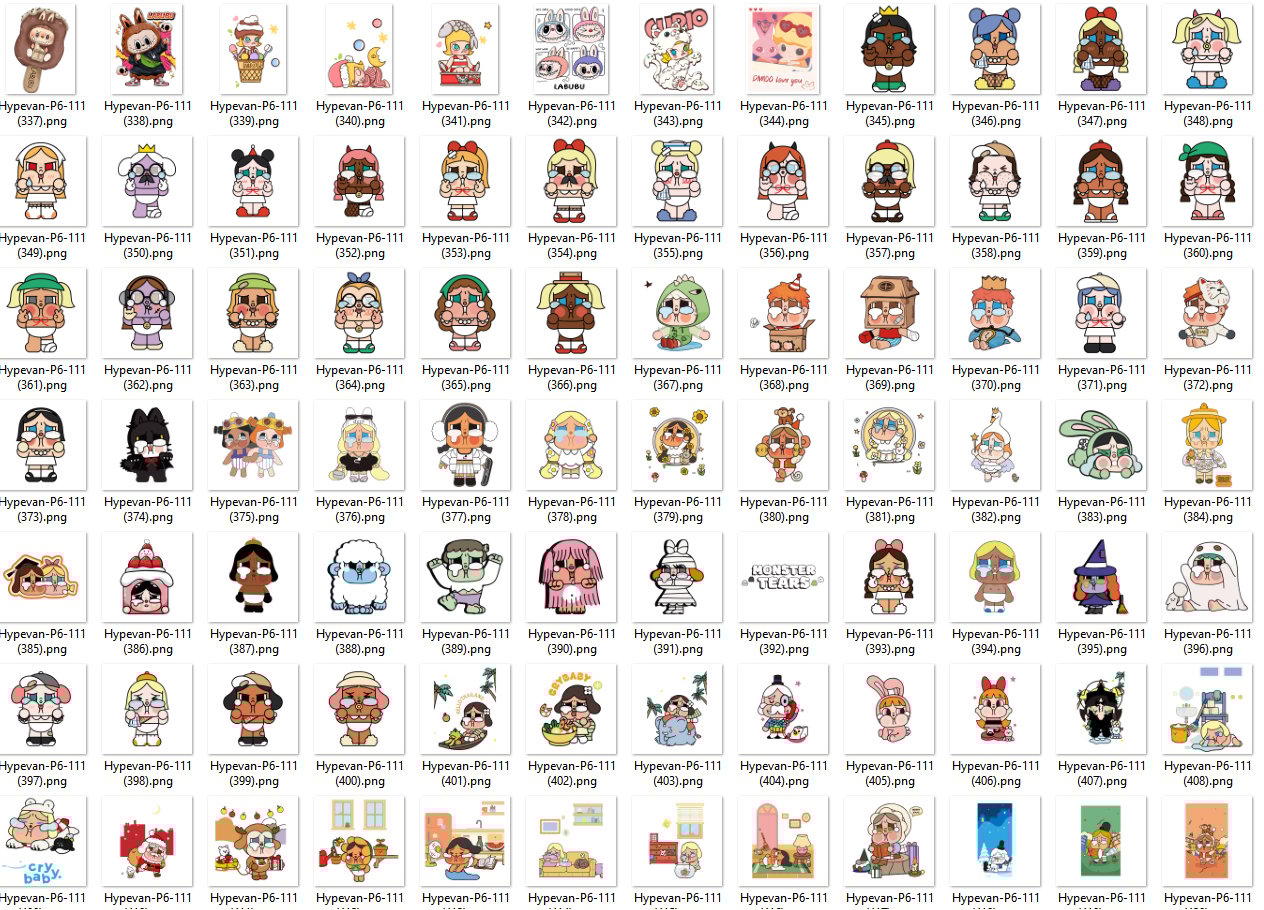 713 Labubu Molly Sweet Bean Hirono Crybaby Skull Panda Popmart PNG Large Digital Artwork Pack ,Stickers for Goodnotes, digital planner