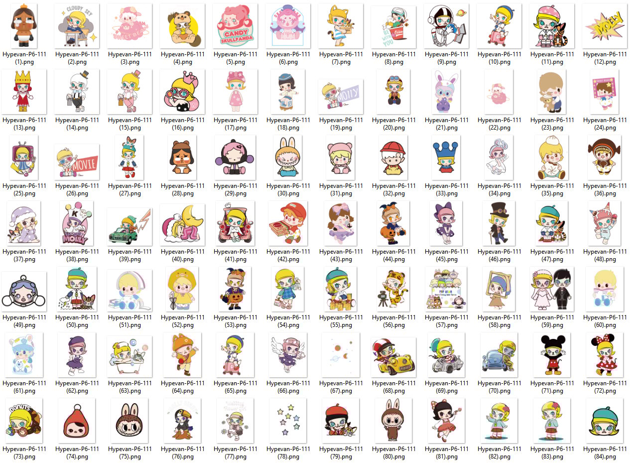 713 Labubu Molly Sweet Bean Hirono Crybaby Skull Panda Popmart PNG Large Digital Artwork Pack ,Stickers for Goodnotes, digital planner