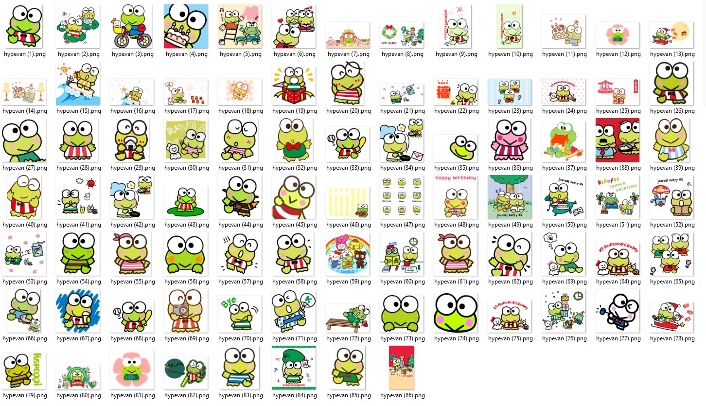 86 Keroppi PNG AI JPG Digital Sticker Pack | Kawaii Frog Clipart for Goodnotes, Digital Planner, Journal, Scrapbook, Aesthetic Stickers