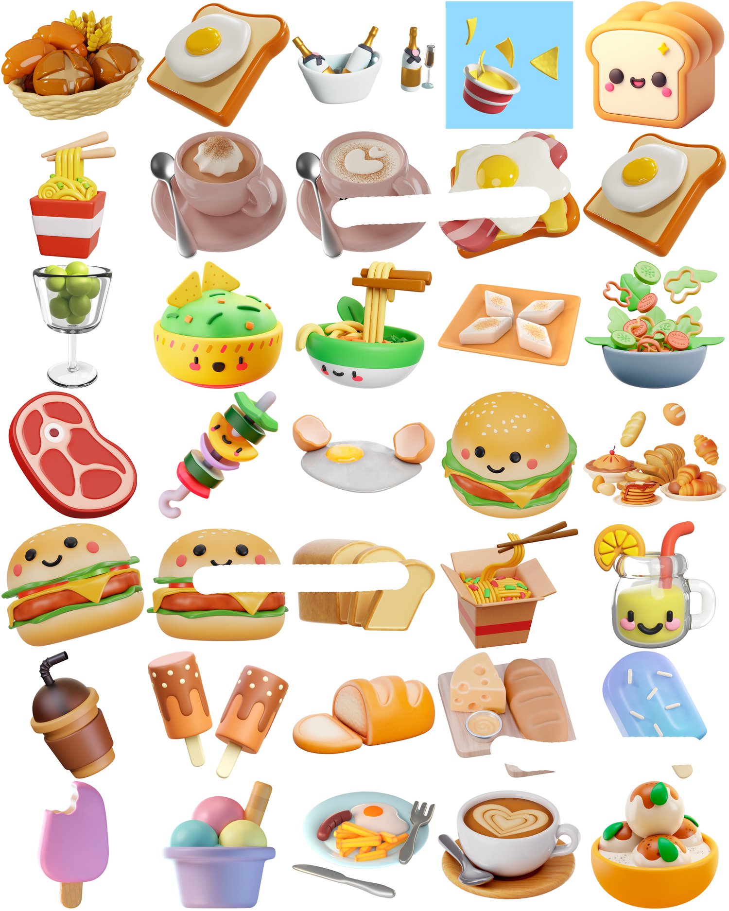 200 3D Kawaii Food PNG | Cute High-Res Clipart for Stickers, Digital Planners, Sublimation, Goodnotes , Party Decor, Crafts