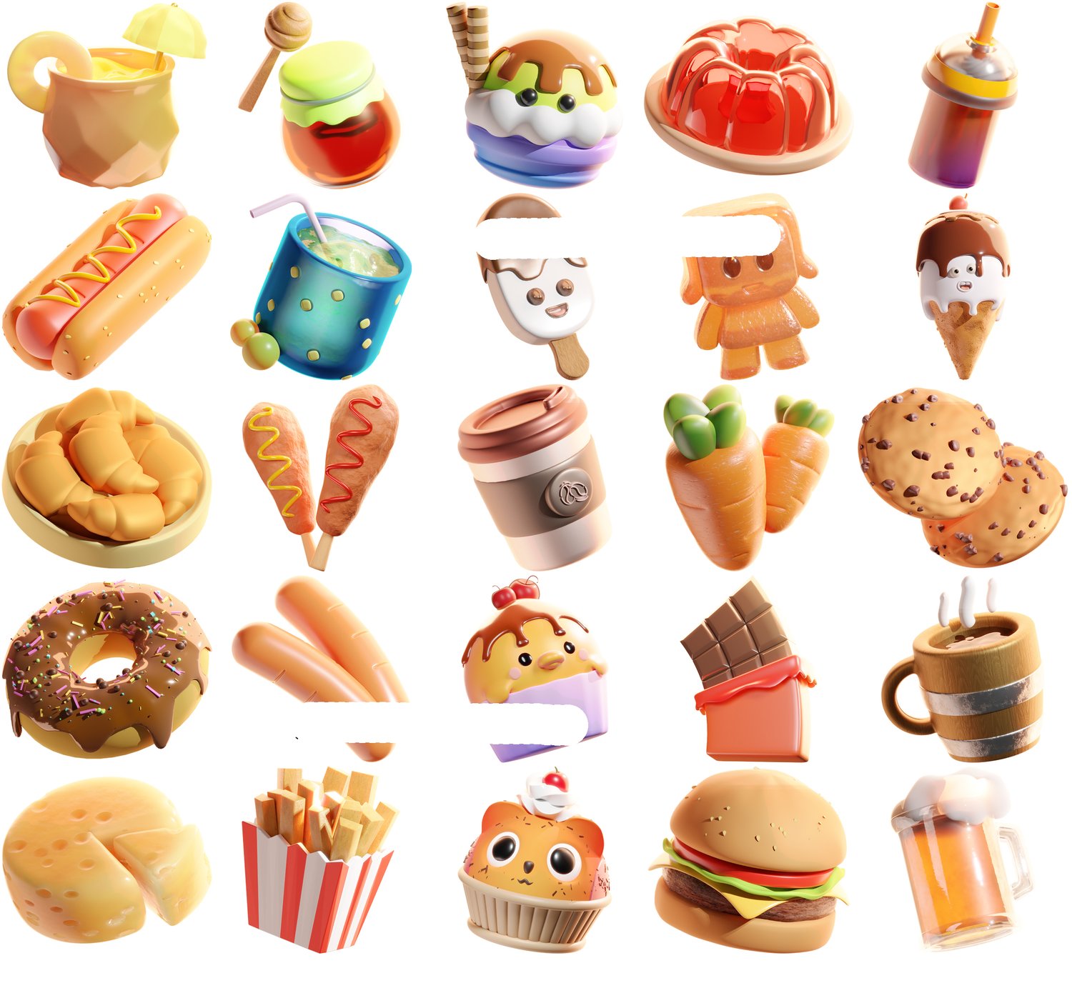 200 3D Kawaii Food PNG | Cute High-Res Clipart for Stickers, Digital Planners, Sublimation, Goodnotes , Party Decor, Crafts