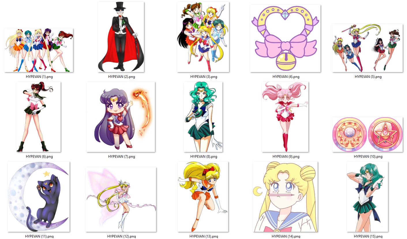 220 Sailormoon PNG Bundle | Magical Girl Transparent Clipart | Anime Aesthetic Stickers | Instant Download | Sublimation Usagi Tsukino
