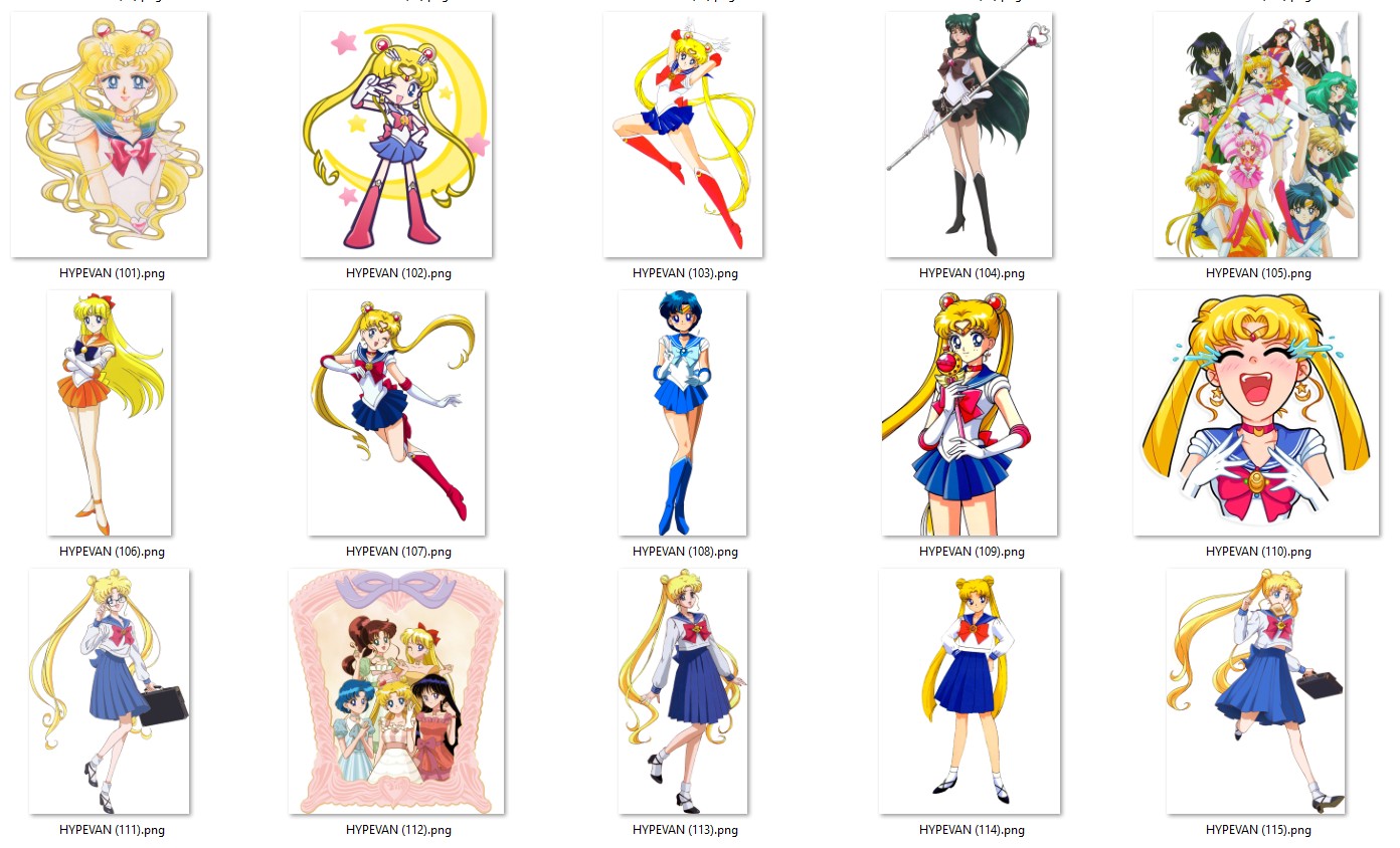 220 Sailormoon PNG Bundle | Magical Girl Transparent Clipart | Anime Aesthetic Stickers | Instant Download | Sublimation Usagi Tsukino