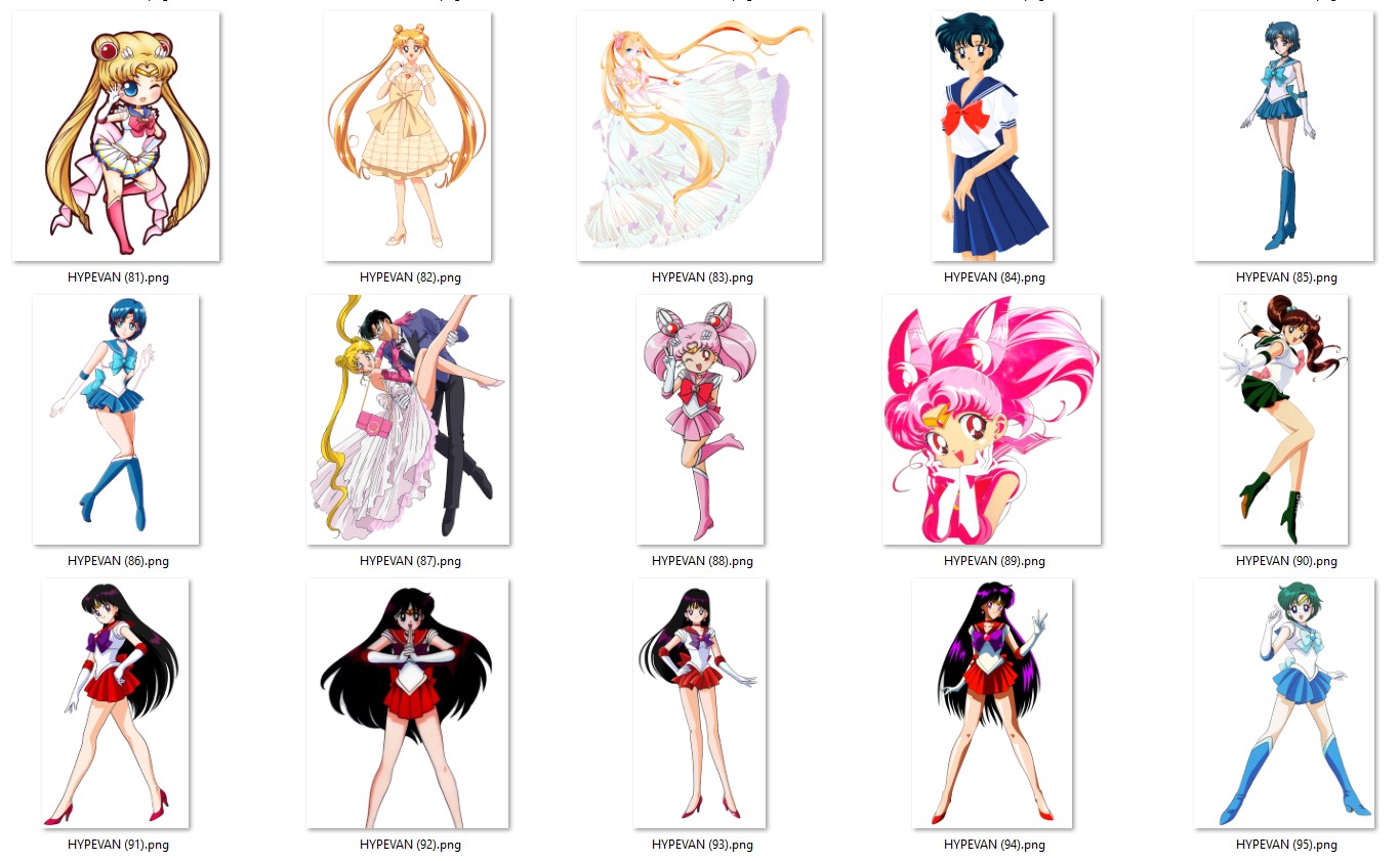 220 Sailormoon PNG Bundle | Magical Girl Transparent Clipart | Anime Aesthetic Stickers | Instant Download | Sublimation Usagi Tsukino