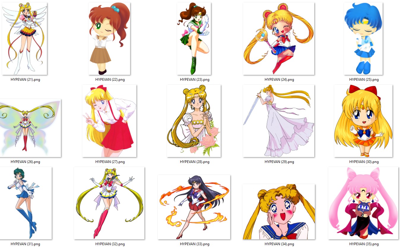 220 Sailormoon PNG Bundle | Magical Girl Transparent Clipart | Anime Aesthetic Stickers | Instant Download | Sublimation Usagi Tsukino