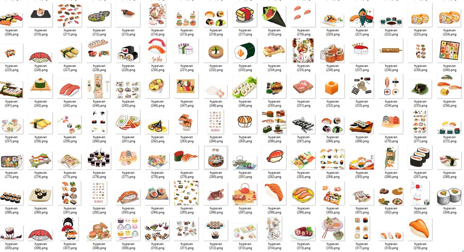 Sushi PNG Clipart Bundle β 319 Japanese Food Stickers | Cute Sushi Illustrations for Digital Projects, Planners, Crafts & More