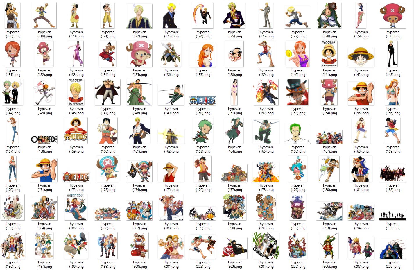 220+ One Piece PNG Bundle | Anime Luffy Zoro Nami Chopper Sanji Transparent Clipart | Manga Digital Download for Sublimation, Merch