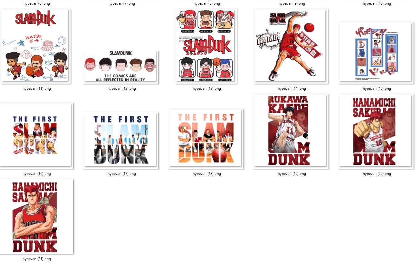 21 Slam Dunk Anime PNG Bundle | Shohoku Hanamichi Sakuragi Mitsui Kaede Rukawa Stickers | The First Slam Dunk Digital Download
