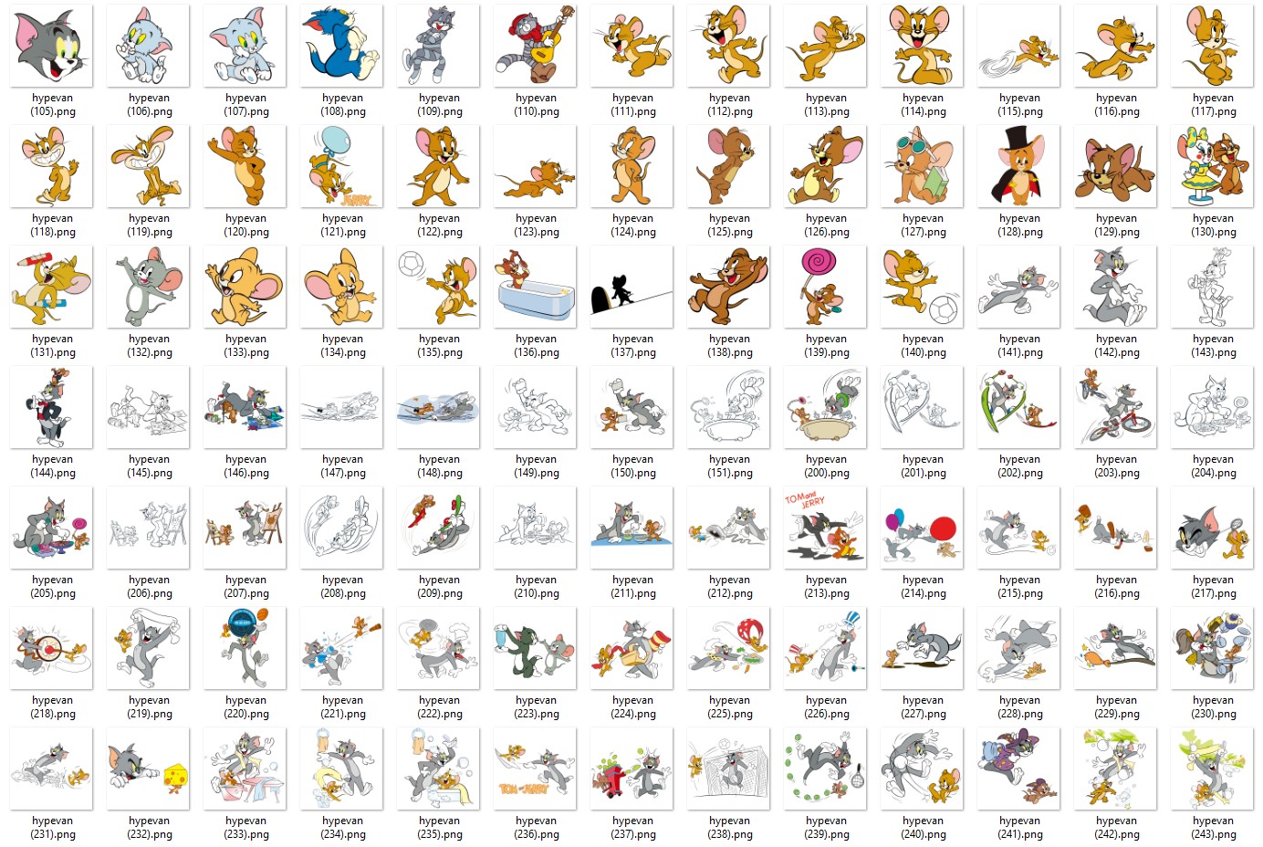 300+ Tom and Jerry PNG Bundle β 300+ Cute Cartoon Clipart Stickers | Digital Download | Mouse & Cat Art for Sublimation, Crafts, Planners