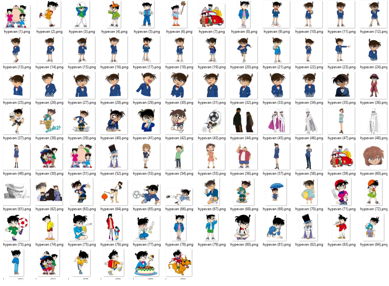 Detective Conan PNG Bundle – 86 Digital Stickers | Anime Boy Clipart | Shinichi Kudo | Transparent Files for Sublimation, Scrapbooking