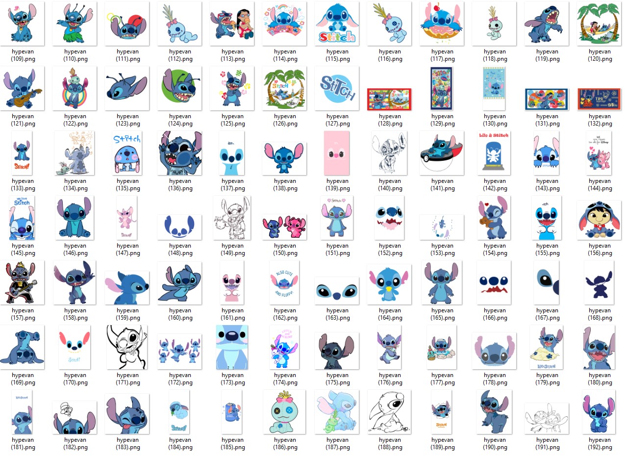 Kawaii Stitch PNG Bundle | 280+ Digital Stickers | L.ilo & Stitch Printable Clipart for Sublimation, T-Shirt, Scrapbook, Crafts