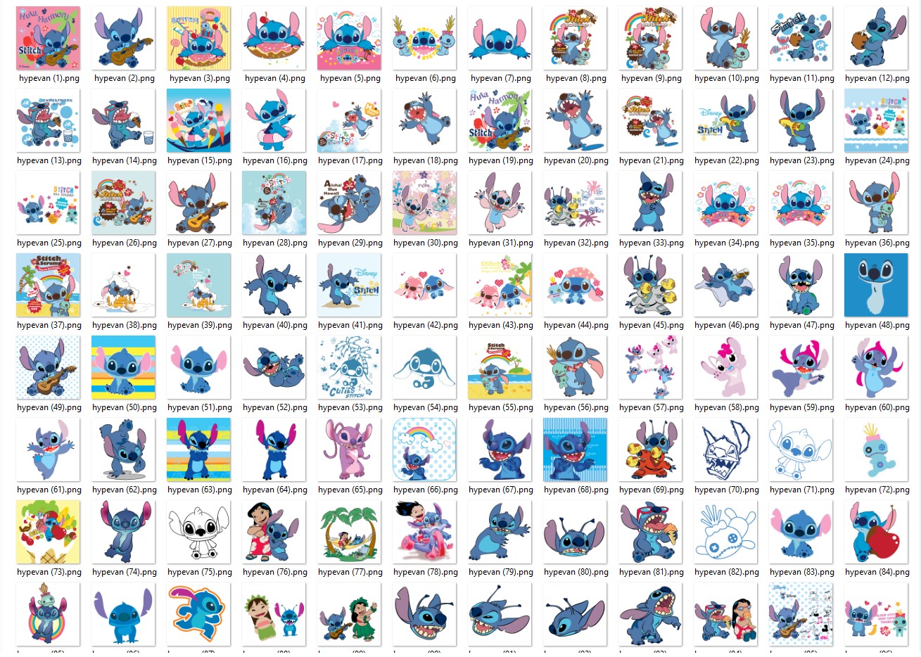 Kawaii Stitch PNG Bundle | 280+ Digital Stickers | L.ilo & Stitch Printable Clipart for Sublimation, T-Shirt, Scrapbook, Crafts