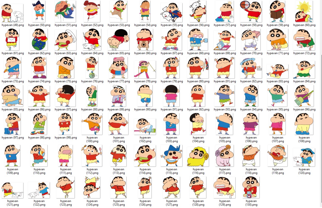 130 Crayon Shin-chan PNGv Pack | Funny Anime Clipart | Shinchan Digital Download | Kawaii Cartoon Anime PNGs for Sublimation & Crafts