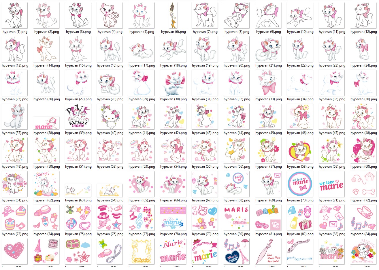 182 Marie the Cat PNG Bundle – Cute Pink Cat Clipart, Digital Download for Planners, Scrapbooking, Sublimation, Kawaii Stickers