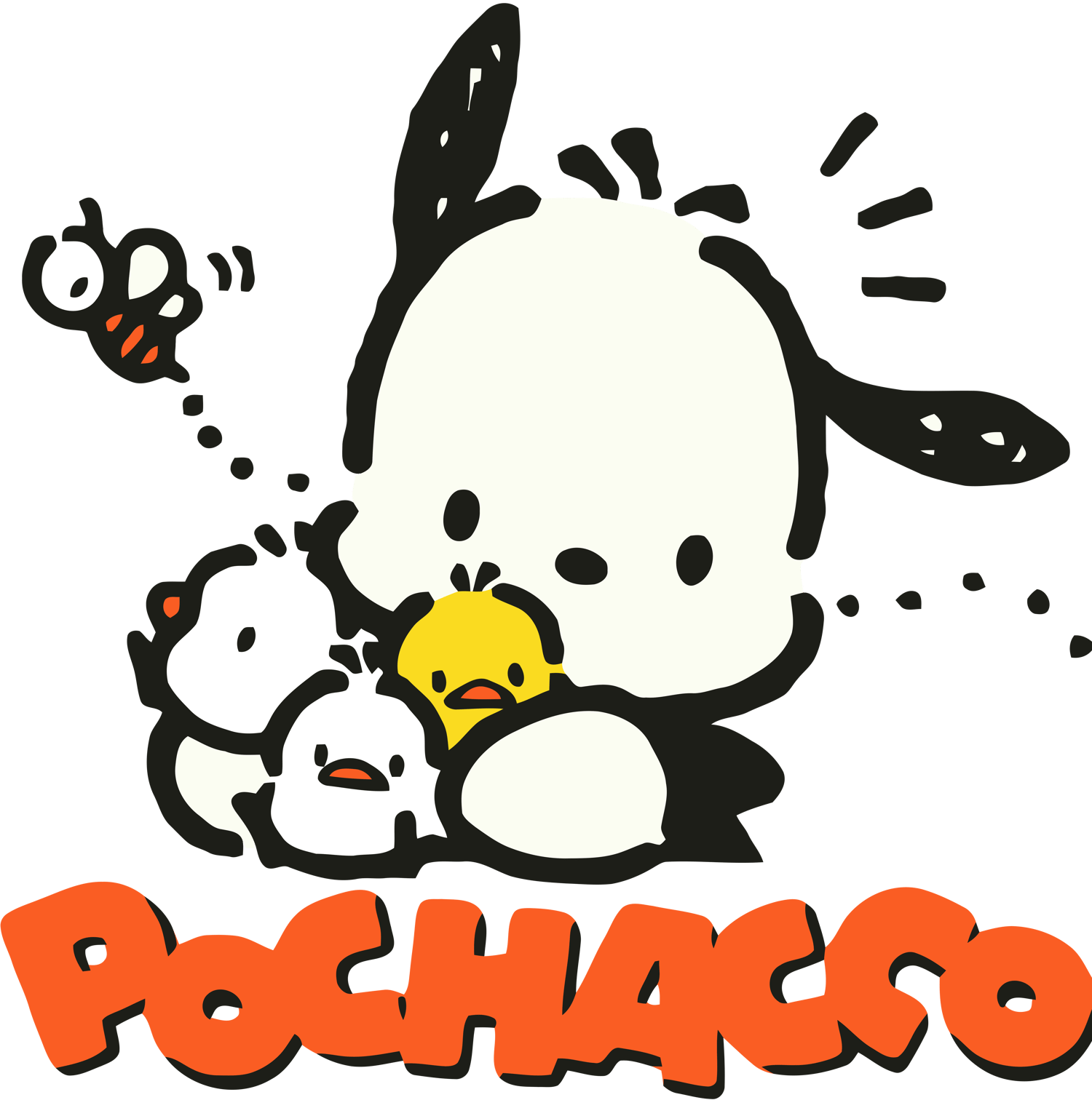 84 PNG Pochacco Cute Dog Stickers Bundle | Kawaii Puppy Clipart | Digital Download, Journal, Scrapbook, Planner, Sublimation