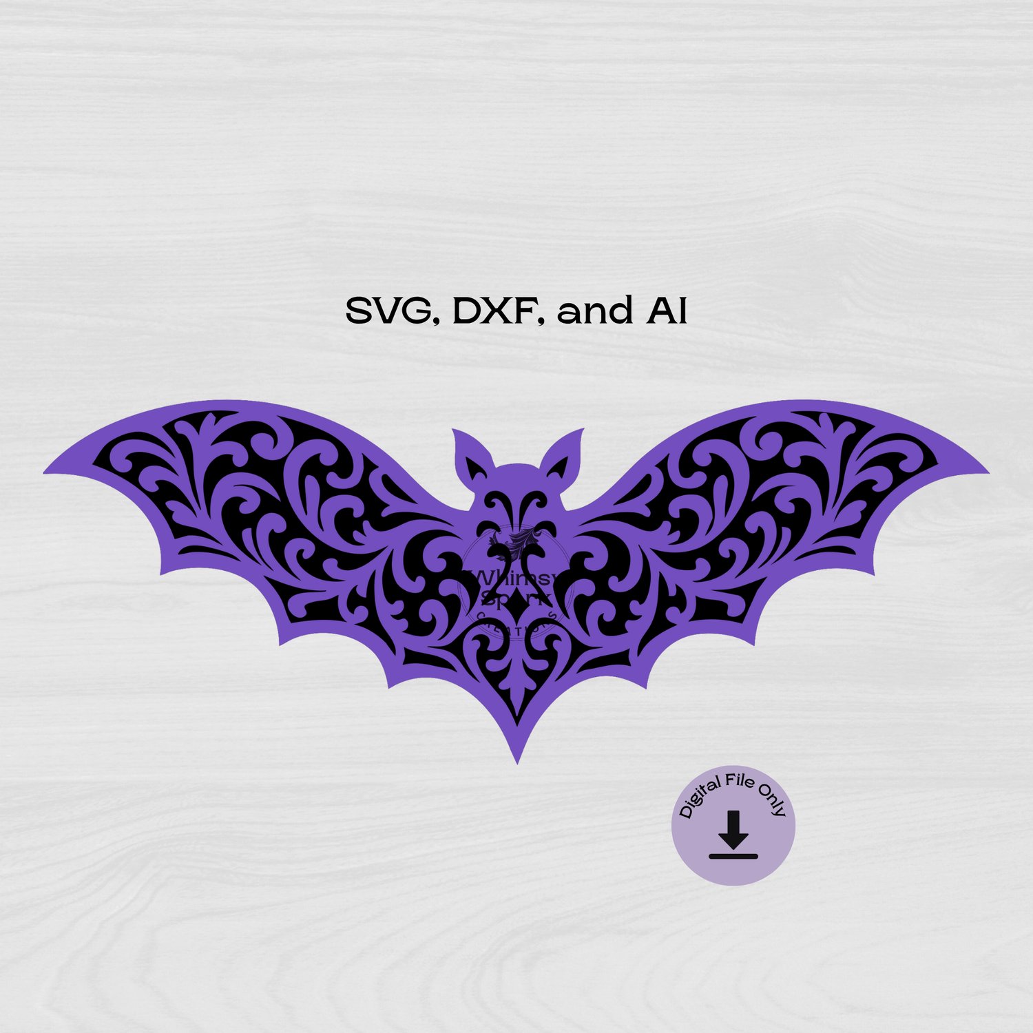 Layered Bat SVG- Gothic Halloween Bat Cut File Flourish Bat Template ...