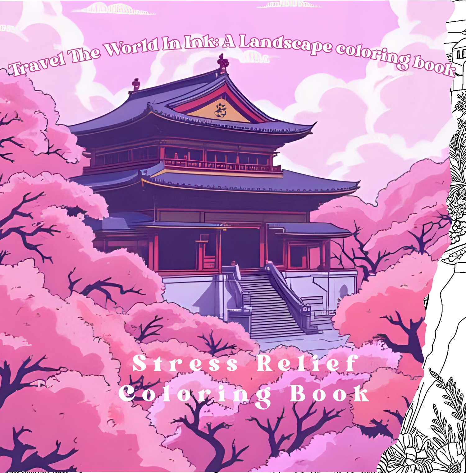 Printable coloring book featuring 25 illustrations of famous landmarks and travel destinations from around the world — Eiffel Tower, Taj Mahal, and more