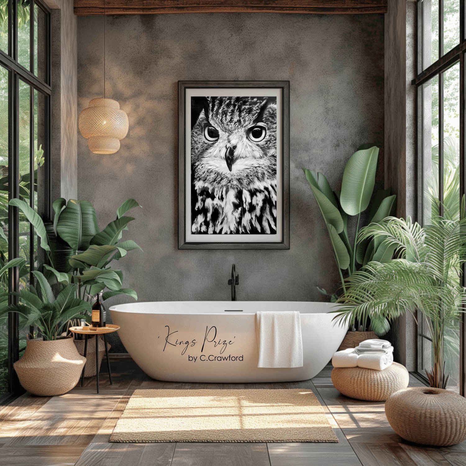 black and white art, interior design, oil painting, wild life art, paintings, art, trending, unique art, Cindy Crawford, owl art