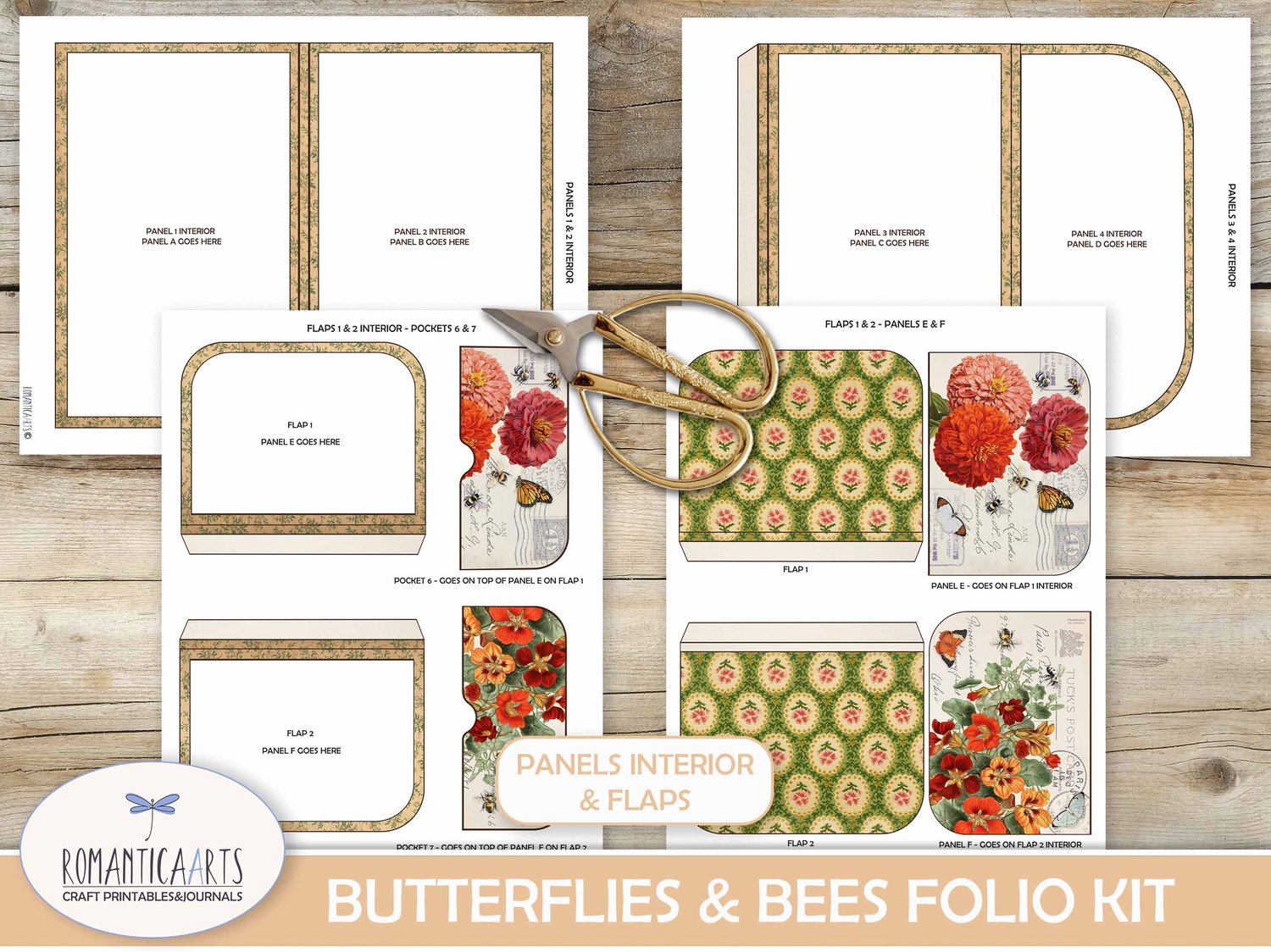 Butterflies and Bees – Junk Journal Folio Kit