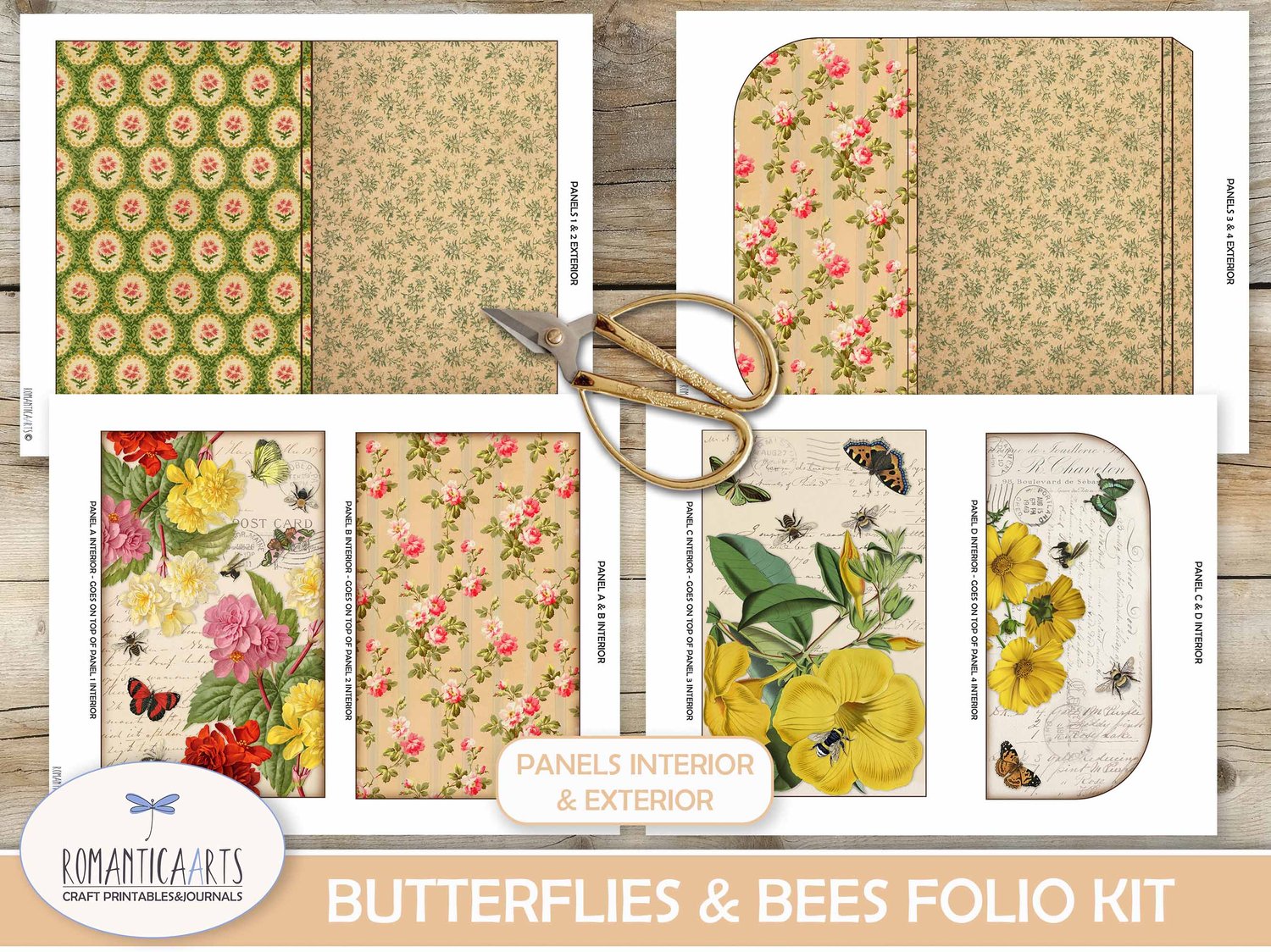 Butterflies and Bees – Junk Journal Folio Kit