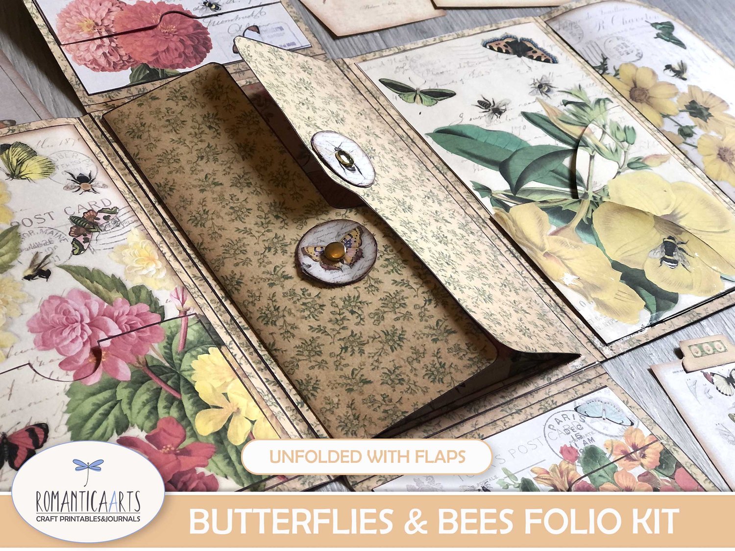 Butterflies and Bees – Junk Journal Folio Kit