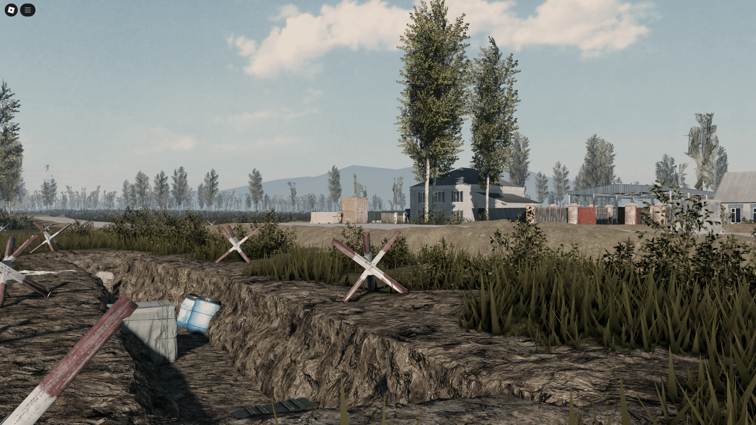 Cinematic Roblox environment with depressive Eastern European vibe