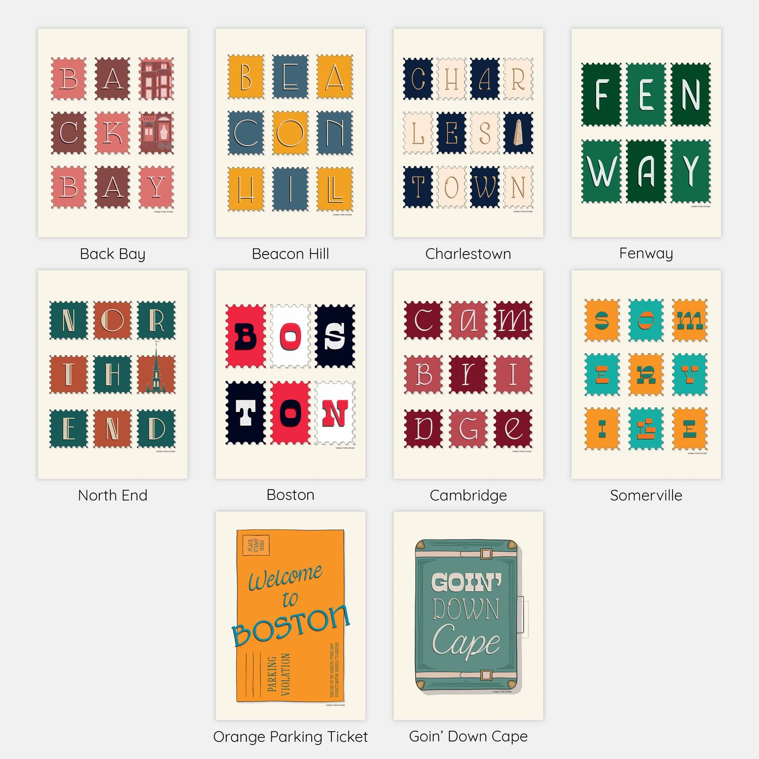 A collection of all Boston area notecards.