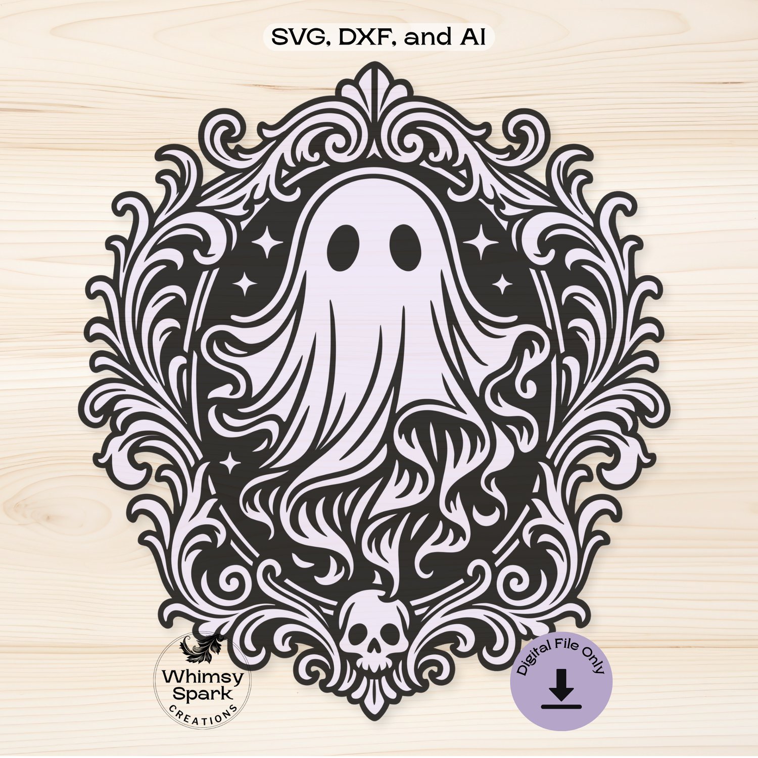 Cute halloween ghost svg file for laser anc cricut