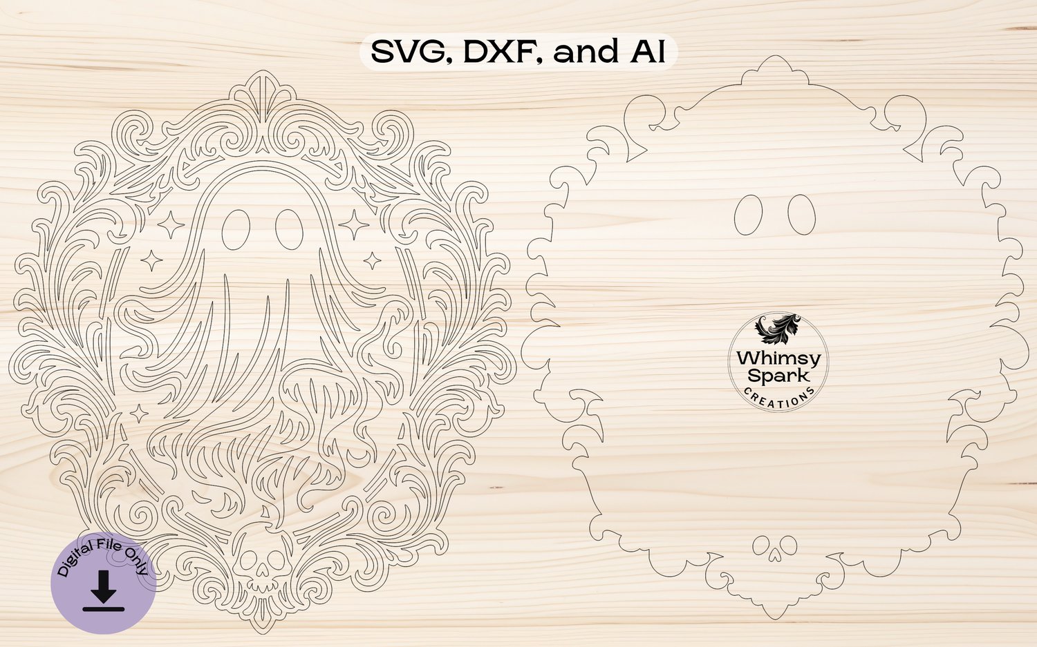 Cute halloween ghost svg file for laser anc cricut