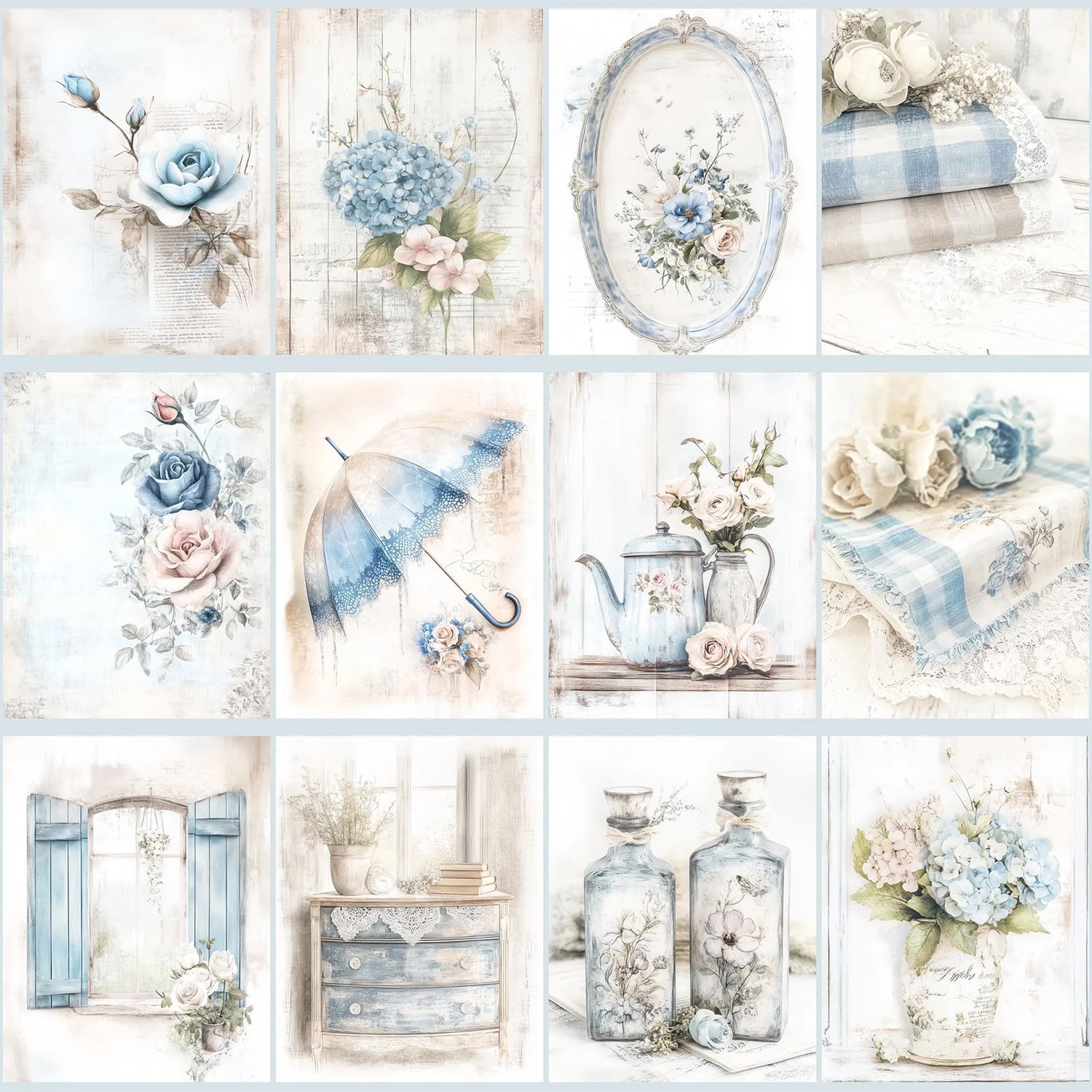 Blue Shabby Chic Junk Journal Kit